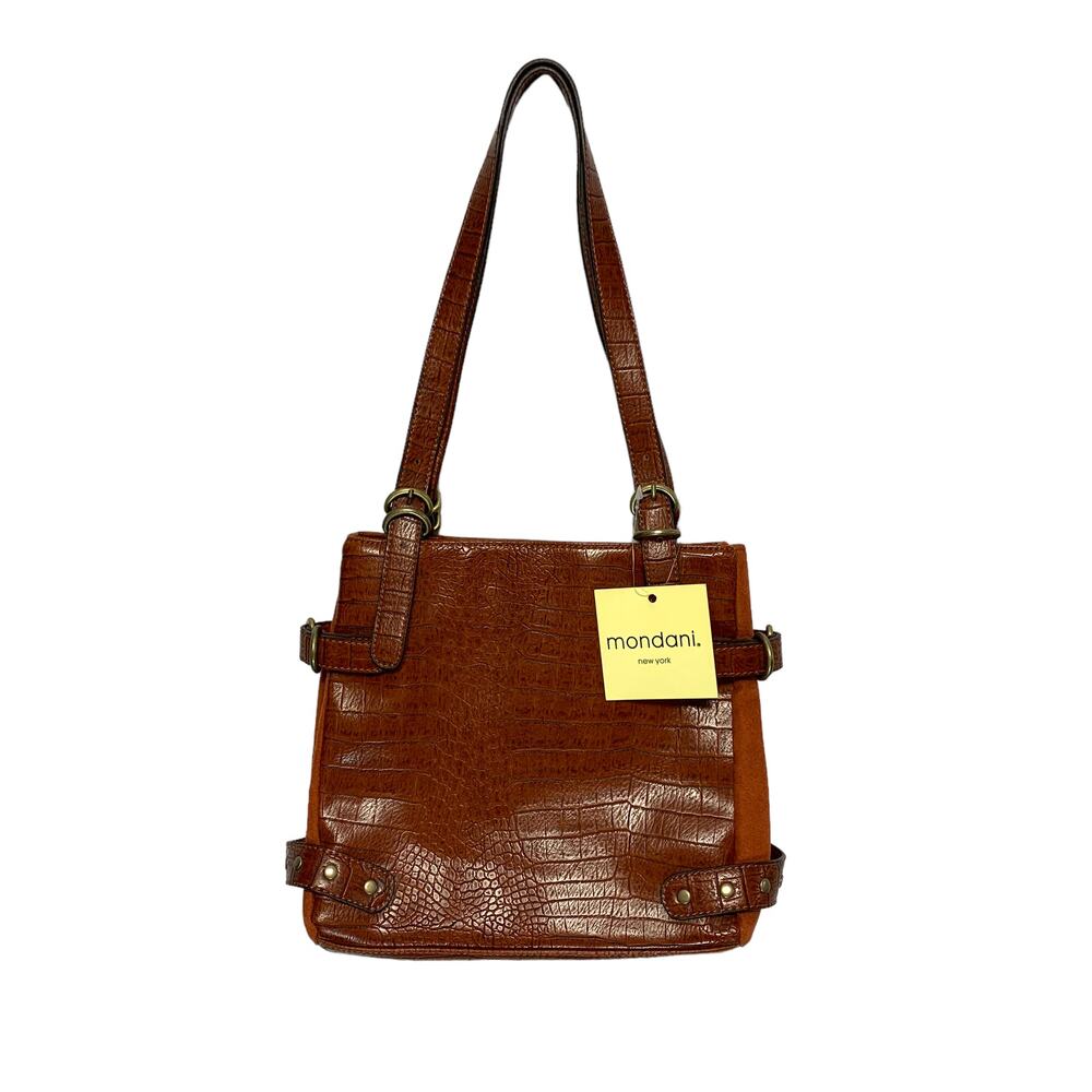 Mondani NY Faux Leather Canyon Shoulder Bag Medium Brown Adjustable Timeless
